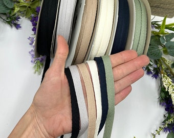 10mm Cotton Twill Tape, Herringbone Drawstring Cord, Apron Ties bunting tape
