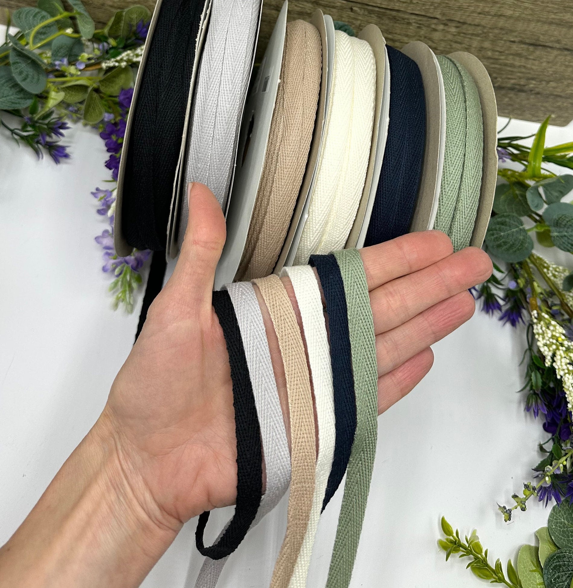 1 Natural Cotton Twill Tape Ribbon - Earth Friendly Ribbon - 5 Yards