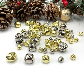 Kerstjinglebells, goud of zilver, ambachtelijke versieringen (verpakking van 10)