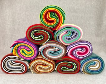 Pack of 10 Felt Squares - 6" x 6" Square 15cm x 15cm - Choice of Assorted Colours - Wool Mix Felt - Christmas Crafts - Felting Starter Pack