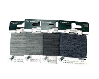 Grey darning wool, mending thread for knitwear, socks and accessories, 15m visible mending thread in a range of grays - wool/polyamide