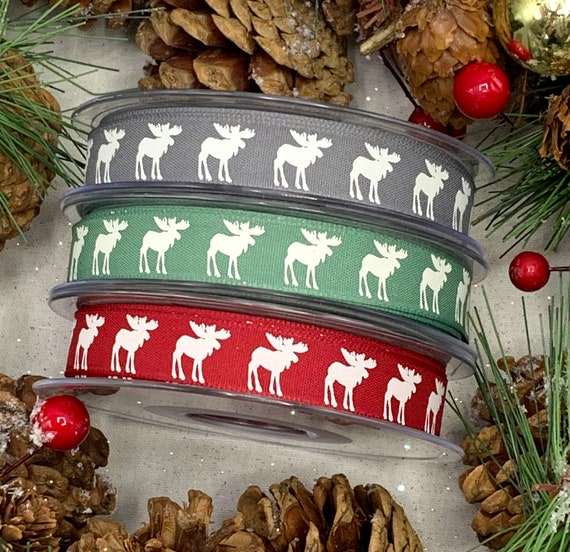5/8 Inch Wide Christmas Ribbon Grosgrain Ribbon Red Green Gift