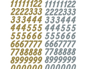 Gold or Silver Number Stickers, Foiled Peel Off, 0.75 Inch (60 pc)