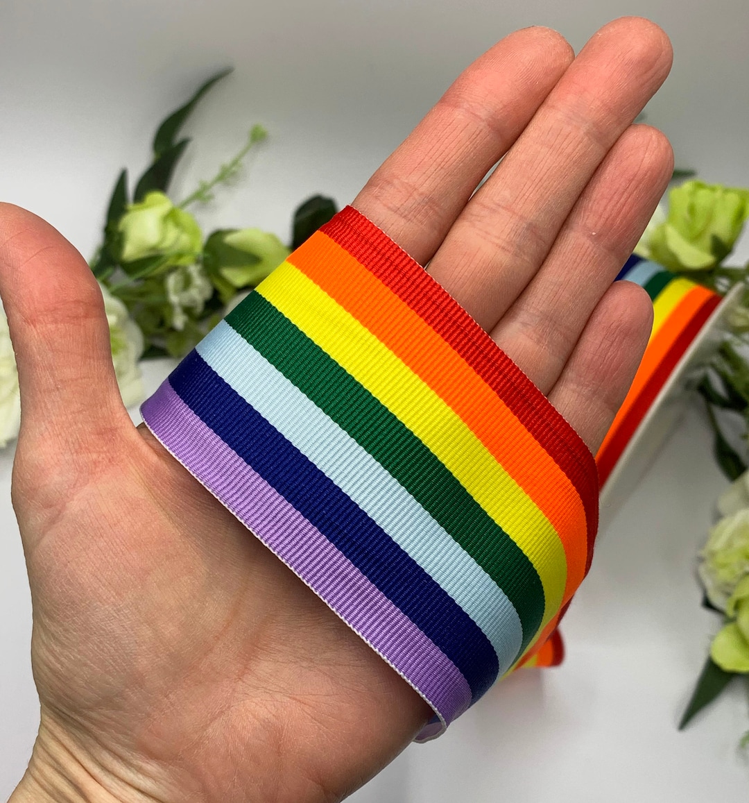 Extra Wide Rainbow Ribbon, Pride LGBTQ Embellishment, 60mm Wide Rainbow ...