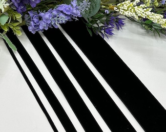 Black Velvet ribbon, luxury trim narrow and wide, 5 widths 3mm 9mm 16mm 22mm 35mm for weddings, home decor, chokers and hair ties