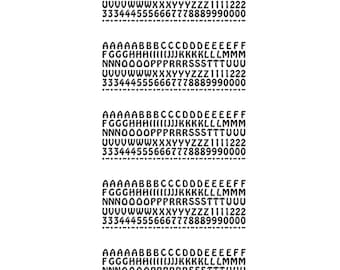 Adesivi piccoli con lettere e numeri neri lucidi – per scrapbooking e lavori di cartoleria (5 set/foglio) - 326413