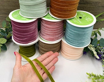 Cinta de terciopelo suave de 3/8" para invitaciones de boda, envoltorios de regalos y cajas de recuerdos para fiestas, 8 colores: incrementos de 2 m, 3 m y 5 m