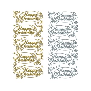 Weihnachtliche Aufkleber in Gold und Silber für selbstgemachte Weihnachtskarten, Geschenke oder zum basteln von Schreibwaren