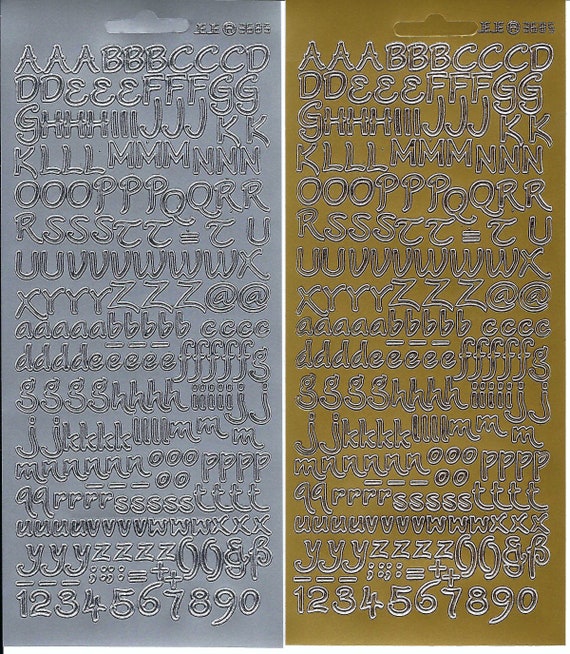 Peel off Alphabet Stickers, Gold or Silver Letter Embellishment, Upper and  Lower Case Letters Plus Numbers and Punctuation 