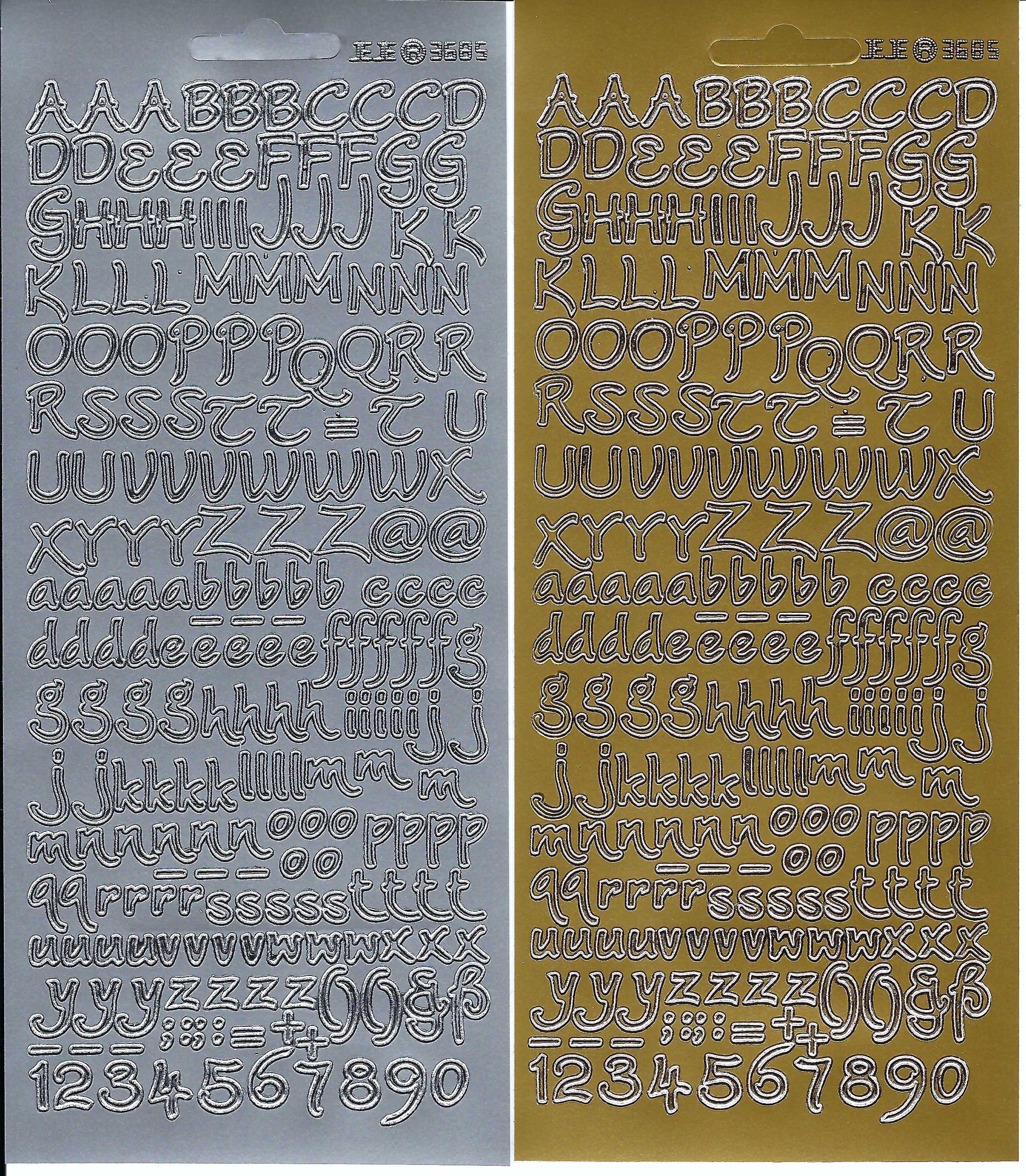 Anita's Outline Stickers Traditonal Alphabet Silver On White