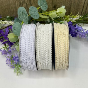 White 1/4 inch scrolled gimp braid, narrow lightweight upholstery trim for doll houses, sewing and home decor - Ivory/Ecru, Cream