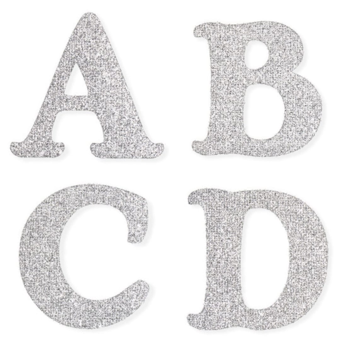 Silver Glitter Letter Stickers Self Adhesive Peel off Alphabet