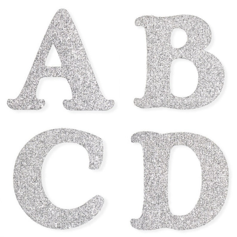 silver glitter letter stickers self adhesive peel off etsy