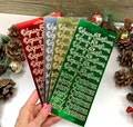 Foiled Merry Christmas stickers, peel off mirror embellishment for handmade Christmas cards, gifts and stationery - 4 colours