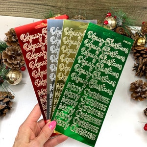 Folierte Weihnachtssticker, klebrige Weihnachtssticker für Weihnachtskarten, Weihnachtskarten, Weihnachtsgeschenke und Schreibwaren - 4 Farben