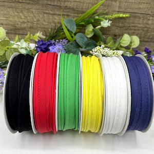 Value 3mm cotton piping cord, flanged insertion trim for upholstery, cushions, bags and home decor seams, 6 colours - 1-10 metres