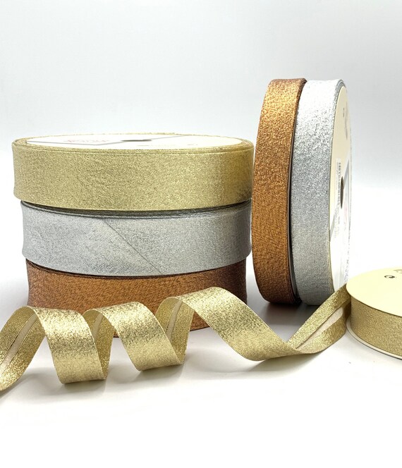 Métallique 100/% Coton Bias Binding 18 mm Large-Or-par mètre