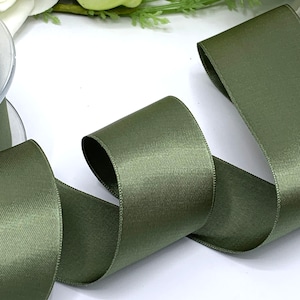 Olive Green Double Satin Ribbon in 5 Widths, Wedding Sash, Hair and ...