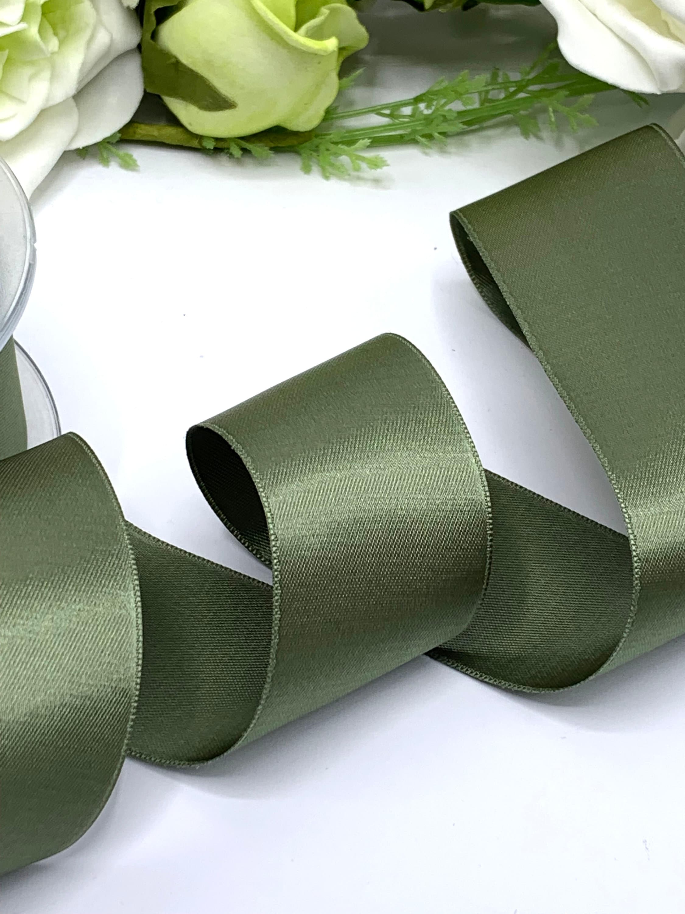 Olive Green Double Satin Ribbon in 5 Widths Wedding Sash - Etsy