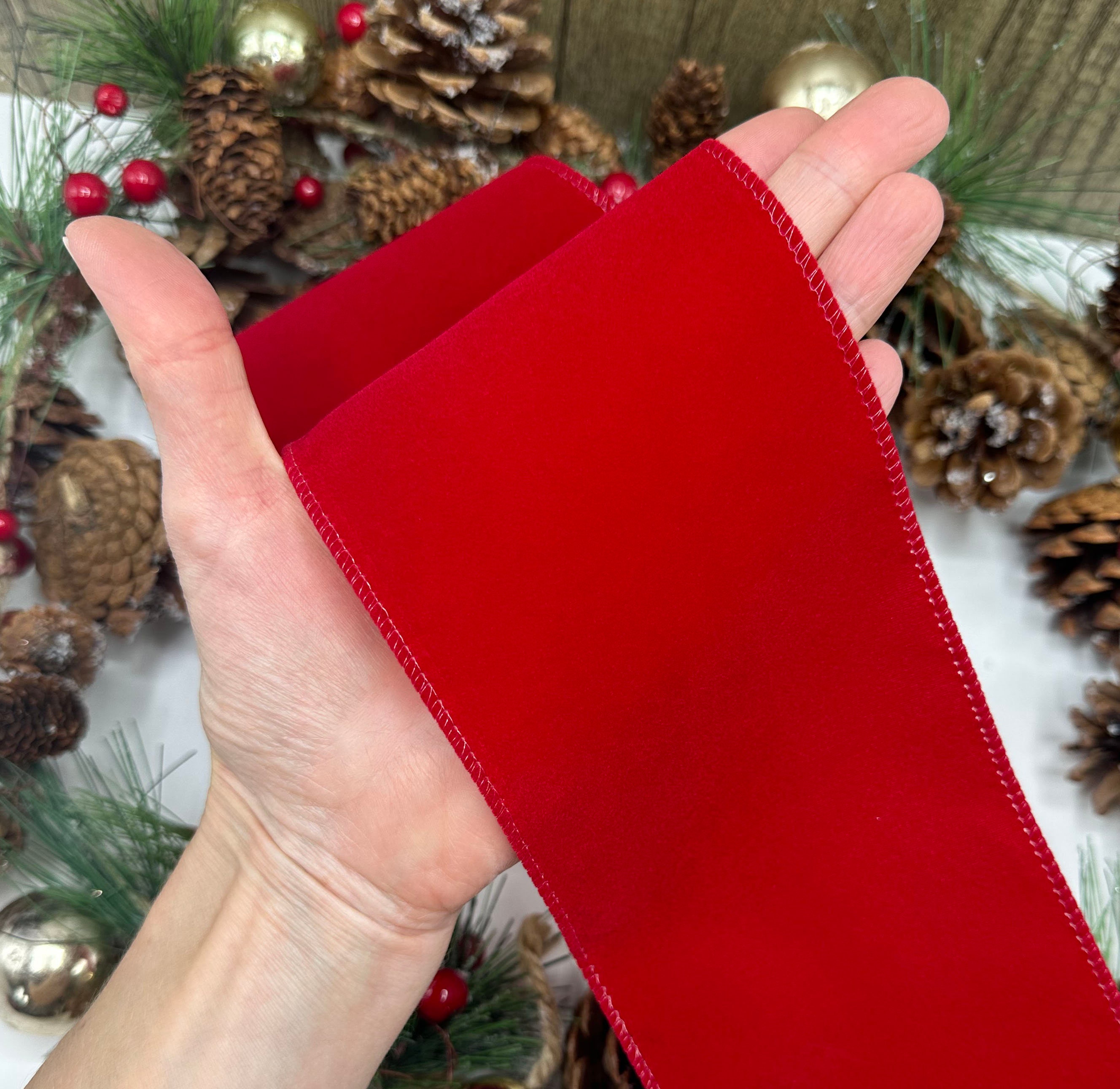MAYREEL Nastro Per Decorazioni Natalizie In Velluto Rosa E Oro – Larghezza 10 Cm, Lunghezza 10 Metri – Con Bordi Metallizzati – Per Albero, Ghirlande, Fiocchi E Confezioni Regalo - 4