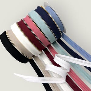 3/4&quot; linen bias binding, single fold seam binding tape in dusty pink, blue, sage, grey, claret, navy, black and white - summer sewing