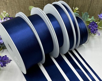 2.5 Crushed Velvet Ribbon: Deep Blue/Gold - 10yds