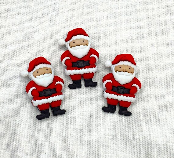 5//8/" 10 Father Christmas Buttons 15mm Santa Buttons Xmas Sewing Knitting Craft