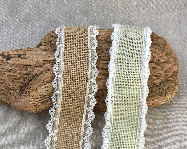 Garden Decoration Natural Burlap with Flower Print Floral Trim 2/" Burlap
