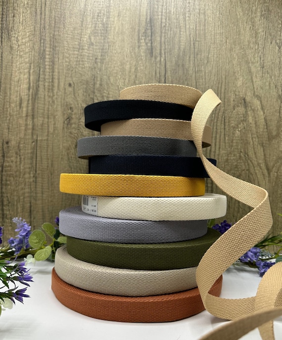 Cotton Webbing Straps, 1-inch Wide, Bag Handles, Neutral Colors