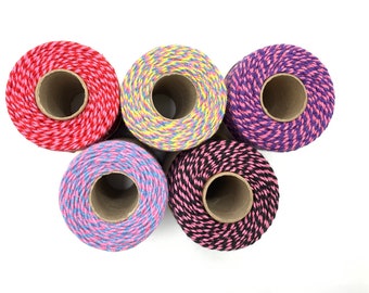 10m Länge Rosa Bakers Twine - Zwei & Drei Ton Farben - Pink/Rot - Pink/Blau/Gelb - Pink/Lila - Pink/Blau - Pink/Schwarz - Eco Geschenkverpackung