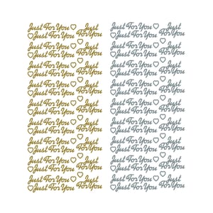 Pegatinas despegables Just for You, 27 pegatinas para tarjetas de felicitación plateadas o doradas con efecto metalizado, felicitaciones de cumpleaños