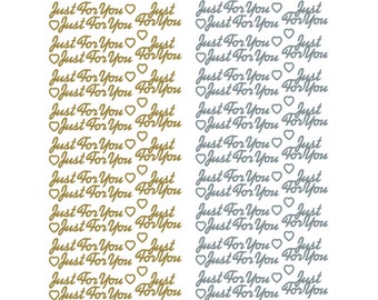 Foiled Silver or Gold 'Just for You' Stickers, Cardmaking, Scrapbooking