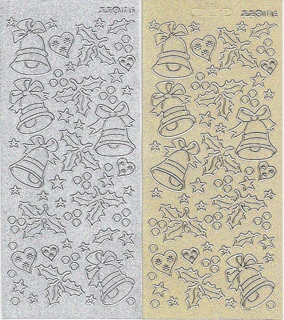 Holly Border Stickers Peel Off Christmas Stickers Gold or Silver Foiled 2024