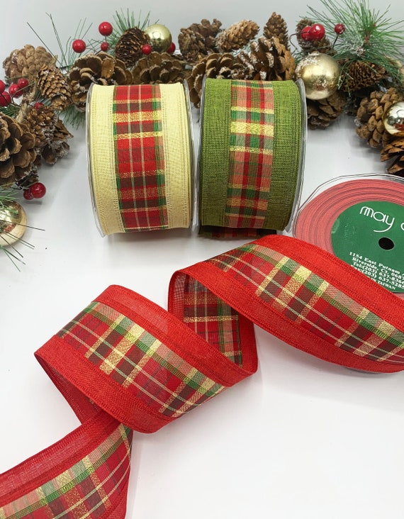 6 Rotoli Di Nastro Natalizio Con Motivo Scozzese E Bordo Metallico – 36 Metri Totali, Larghezza 6,3 Cm – Rosso, Verde, Per Decorazioni Fai Da Te