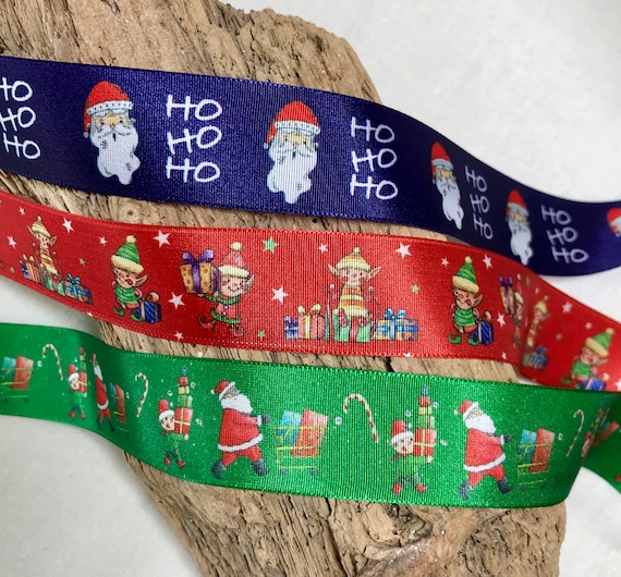 1m X 63mm CANDY CANE HESSIAN CHRISTMAS RIBBON CAKES//GIFT WRAPPING