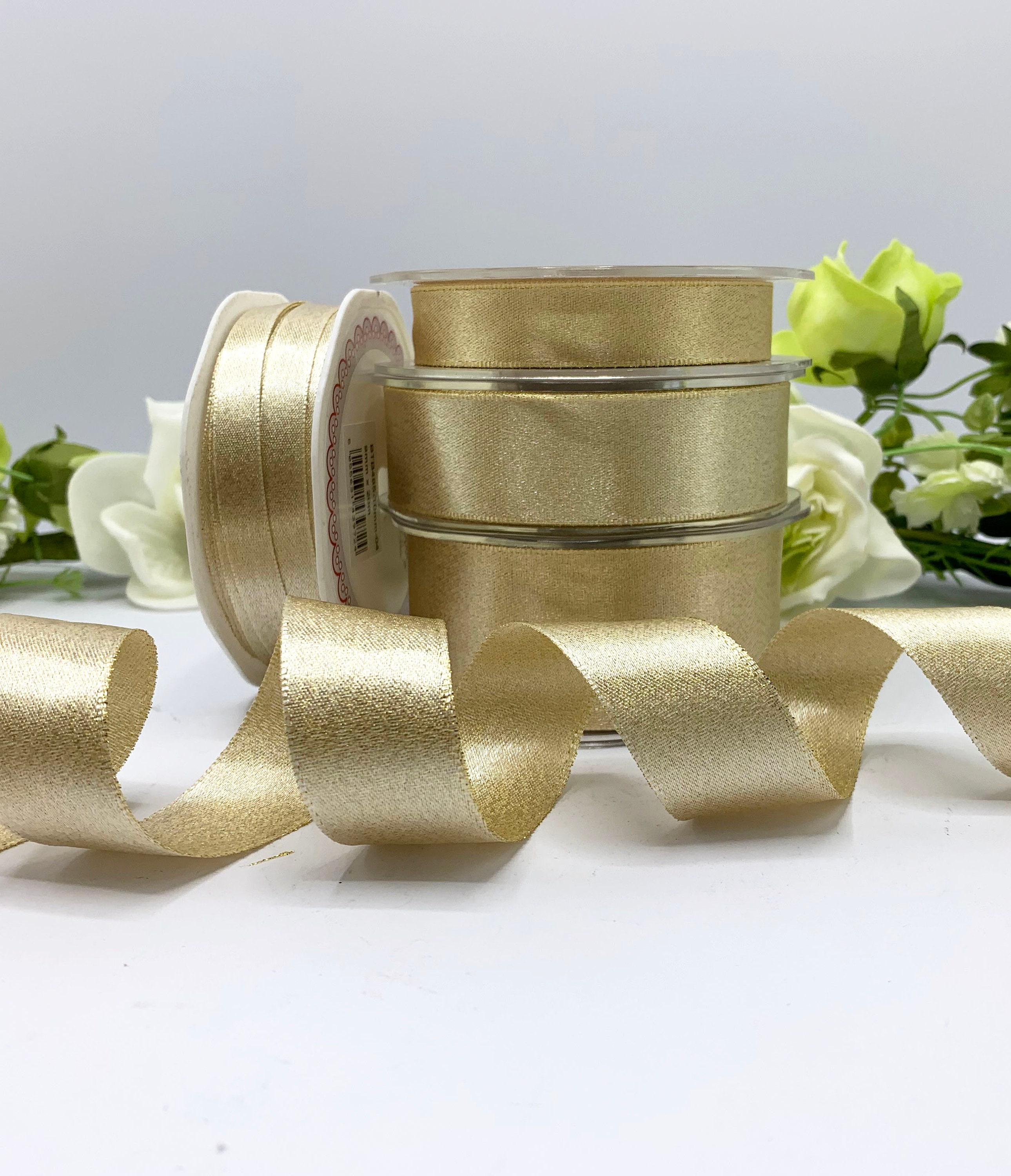 Gold sparkle satin ribbon, double faced shimmer trim in 4 widths for …