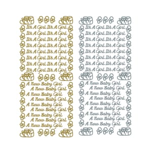 Peel Off It's a Girl-stickers - goud of zilver - verijdelde stok op nieuwe babyversiering - metallic stickers, decoratie babyshower