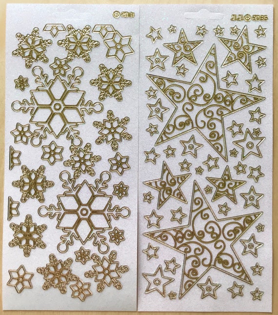 Christmas Word Gold Foil Stickers - Set of 40 on 2 Sticker Sheets, Size: 8