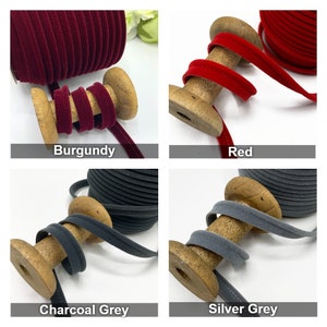 Flanged 10mm velvet piping cord, 3mm cord 7mm insertion tape for cushions, bags and home decor seams, premium quality velvet in 7 colours image 8