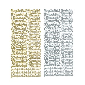 Phrases de carte faites à la main, autocollants détachables dorés argentés, reconnaissant, reconnaissant, béni