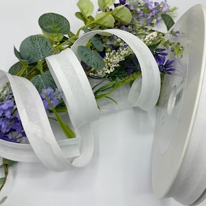 Weißes Schrägbandband aus 100% Baumwolle, 25 mm Breite, 3 m, 5 m oder 10 m Länge