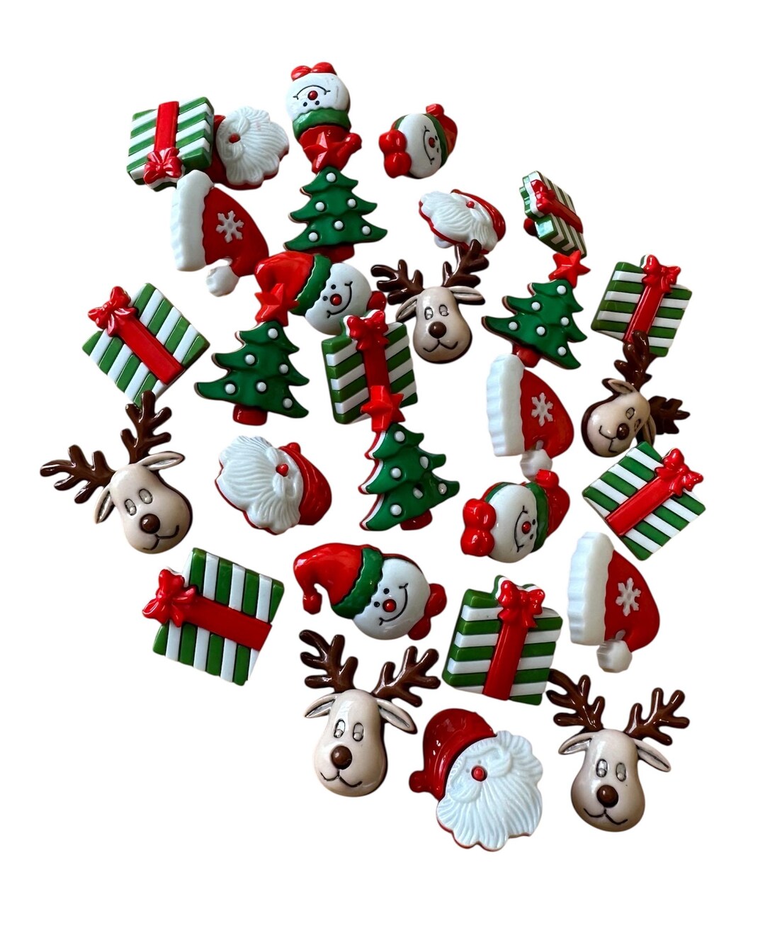 Festive Christmas Craft Buttons, Holiday Sewing Embellishments, Packs ...