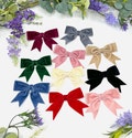 Velvet bows, pre-tied 1 inch wide velvet bows in 11 colours for Christmas gifts, weddings and hair accessories - Bow size 9cm x 6cm
