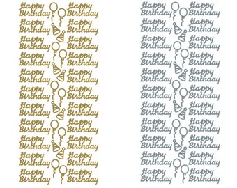 Happy Birthday Peel Off Stickers - Gold or Silver - Handmade Birthday Card Decoration - Scrapbook Stickers - Party Invitations - Stationery