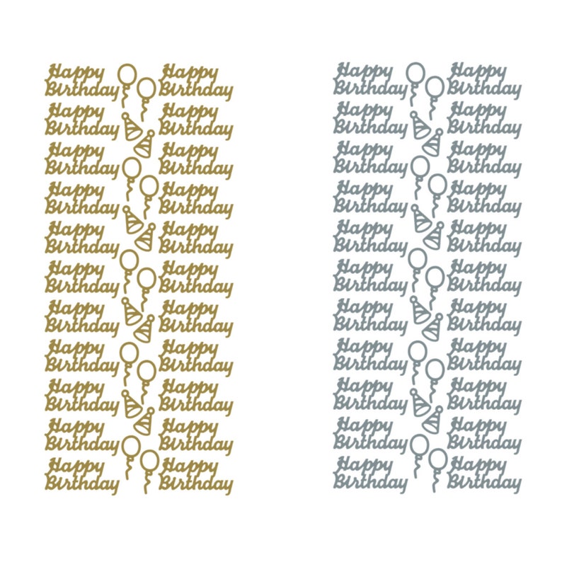 Happy Birthday Peel Off Stickers in foiled gold or silver for card crafts image 1