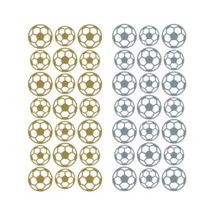 Pegatinas de fútbol, balones de fútbol despegables de color plateado o dorado en 2 tamaños: 21 pegatinas para fiestas, tarjetas de cumpleaños y decoraciones