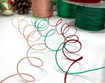 Cordón de colores con alambre de 1 mm para Navidad, cuatro colores: pieza precortada de 10 metros para envolver regalos, manualidades y floristería