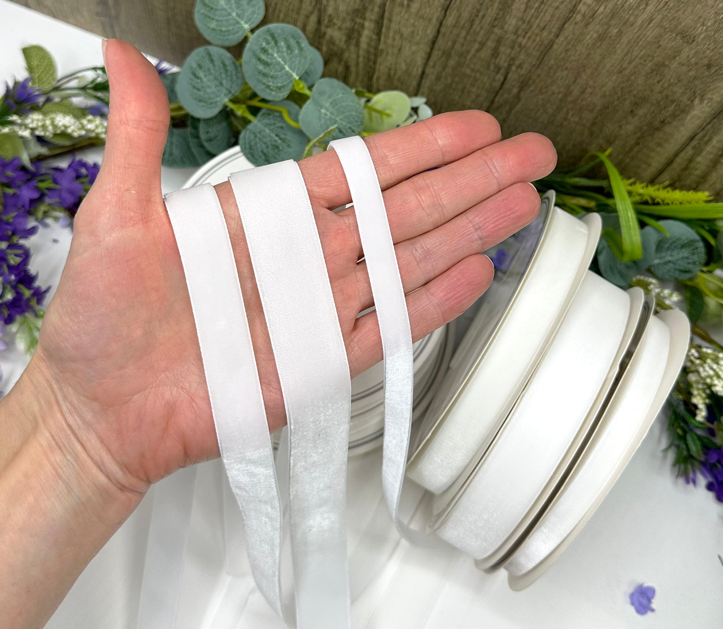Nastro Di Velluto Bianco 20 Metri, 6 Mm, Double Face, Per Confezioni Regalo, Decorazioni Natalizie, Ghirlande, Fiocchi E Artigianato - 2