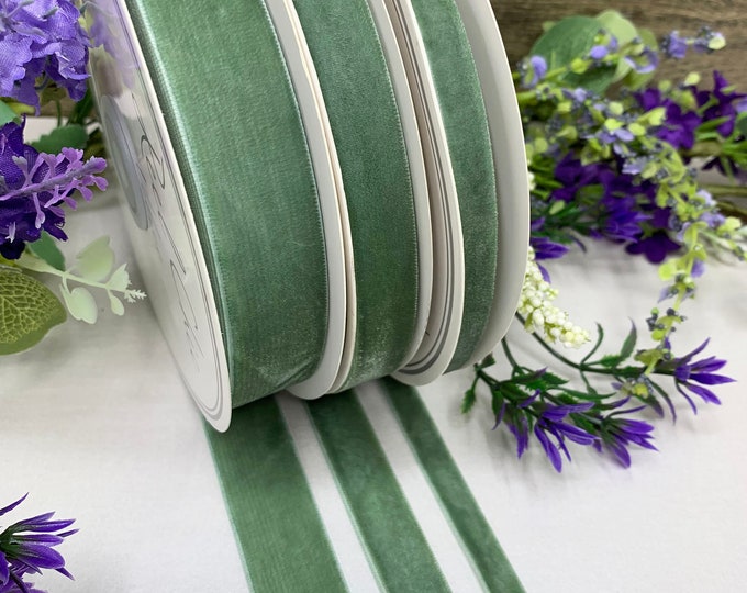 Dusty Sage Green Velvet Ribbon Premium Quality Vintage Green - Etsy