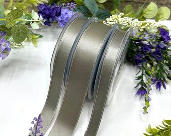 Dusty Sage Green Double Satin Ribbon, Wedding Sash, Floral Bouquet Wrap